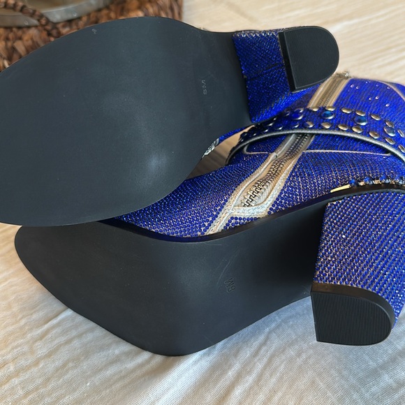 New Super Rare Dolls Kill Sheriff Shine Cowboy Boots - Blue Bling - Picture 8 of 10